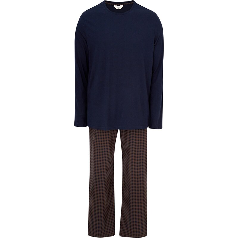 Dagi Dlhé pyžamo námornícka modrá / tmavohnedá 67103039