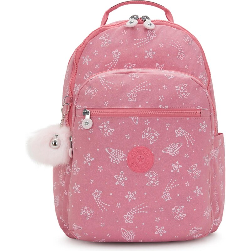KIPLING Batoh Glitter Cats ružová / biela 67103509