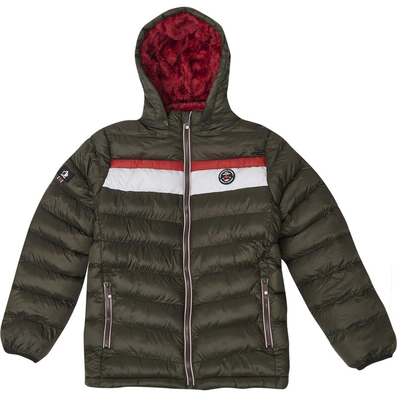 KOROSHI Prechodná bunda olivová / tmavočervená / biela 67103544