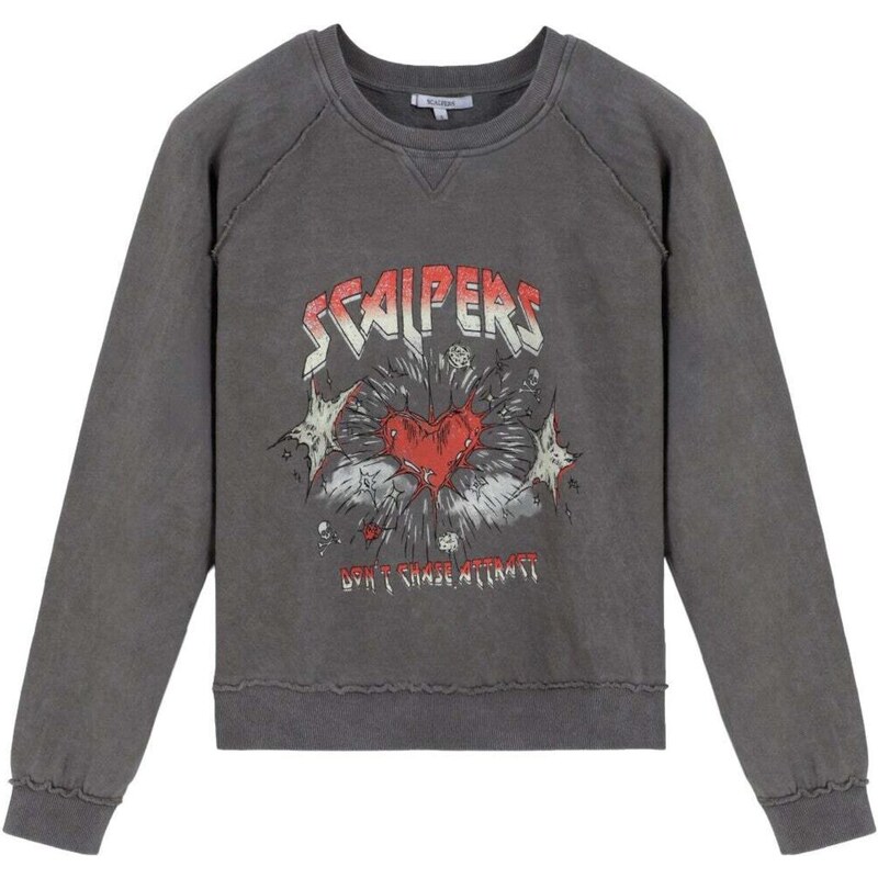 Scalpers Mikina Kiss sivá / červená / biela 67103580