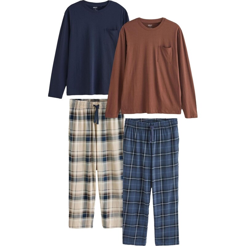 Next Dlhé pyžamo námornícka modrá / hnedá 67103774