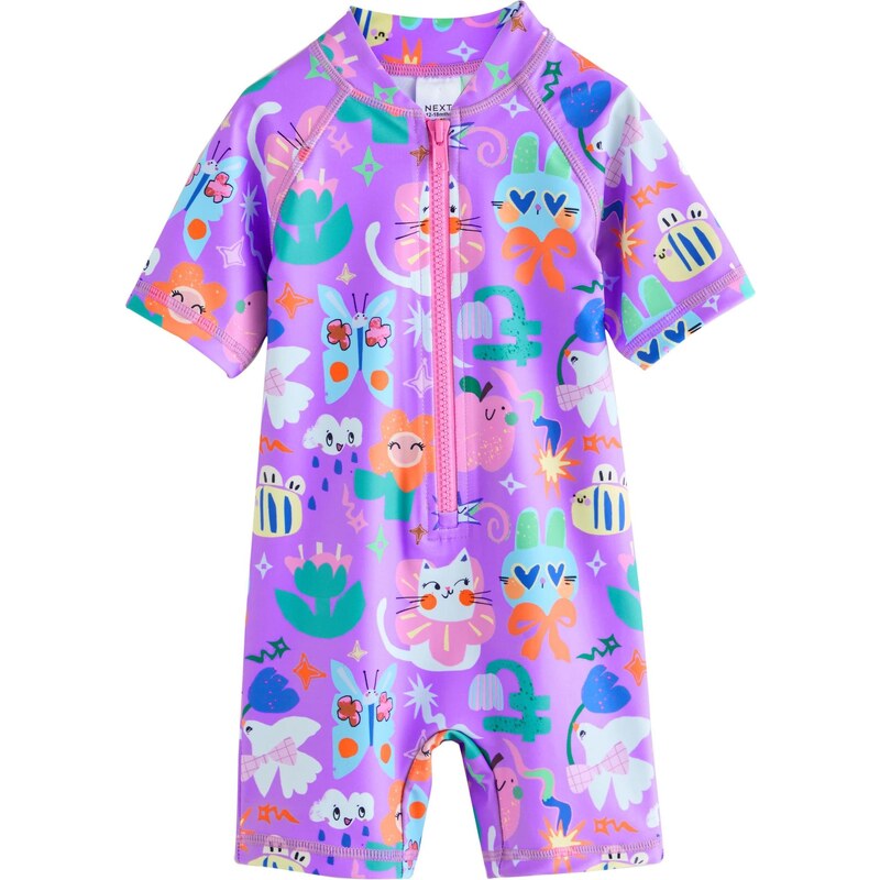 Next Jednodielne plavky svetlomodrá / fialová / oranžová / biela 67103910