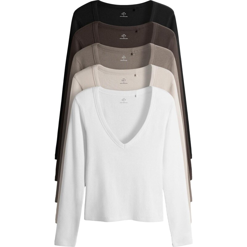 The Set Tričko telová / čokoládová / tmavošedá / čierna / biela 67103961