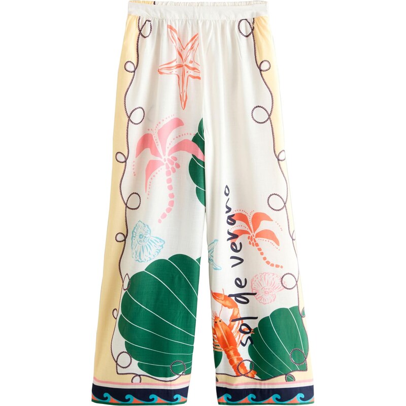 Next Nohavice pastelovo žltá / tmavozelená / svetloružová / biela 67103985