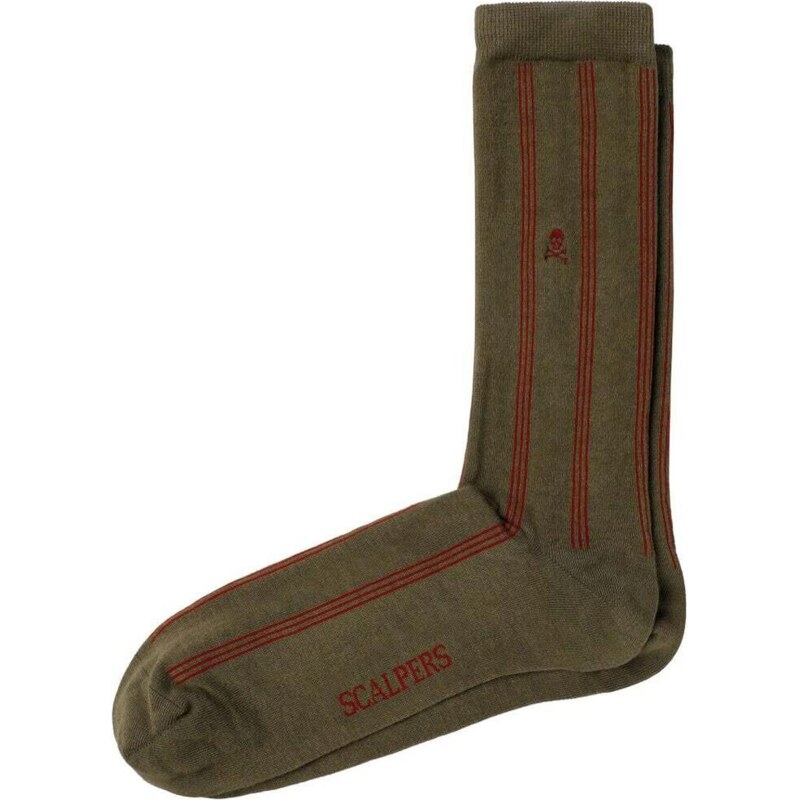 Scalpers Ponožky kaki / svetločervená 67104216