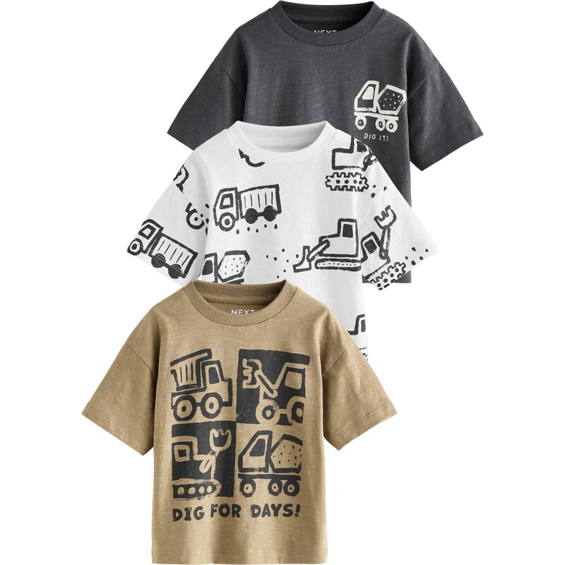 Next Tričko tmavobéžová / čierna / biela 67104595