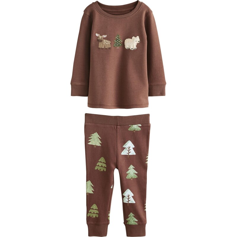 Next Pyžamo krémová / čokoládová / nefritová / jedľová 67104626