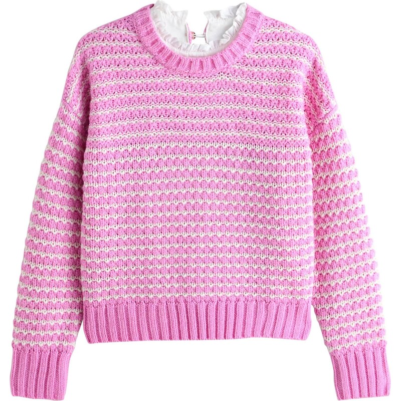 Next Sveter ružová / biela 67105097