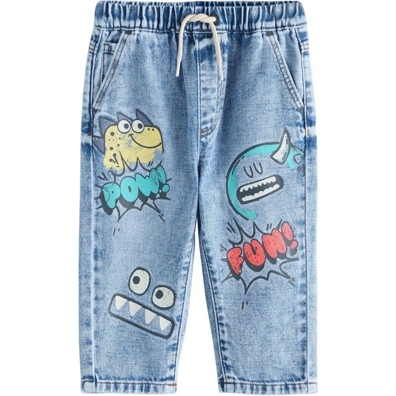 Next Džínsy Monster Graffiti azúrová / modrá denim / žltá / červená 67105408