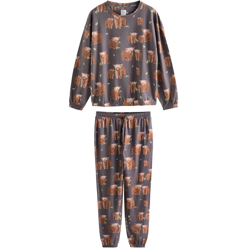 Next Pyžamo hnedá / farby bahna / zelená / šedobiela 67399799