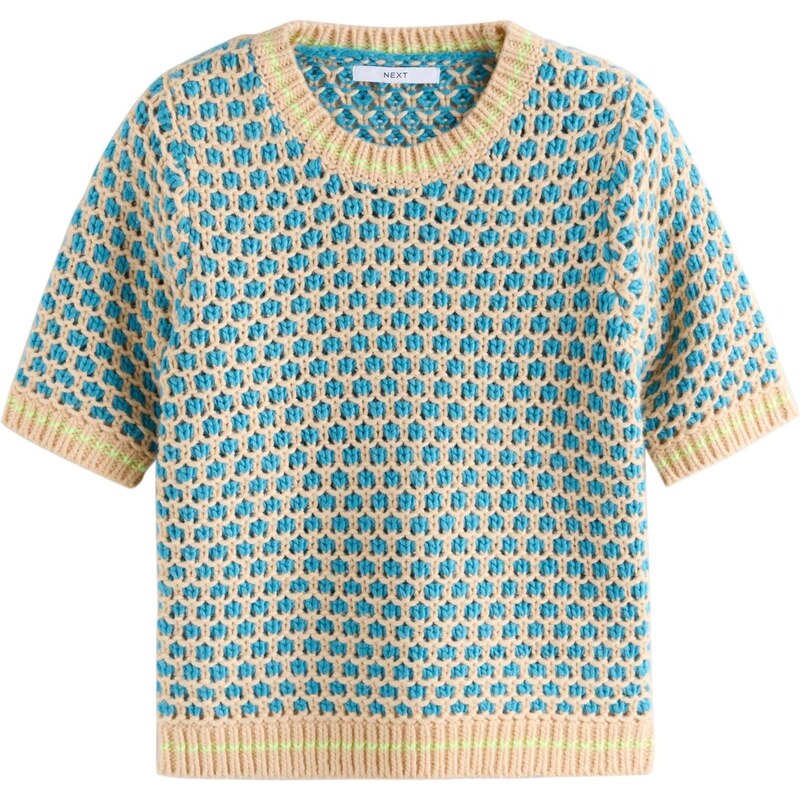 Next Sveter modrá / neónovo žltá / marhuľová 67105629