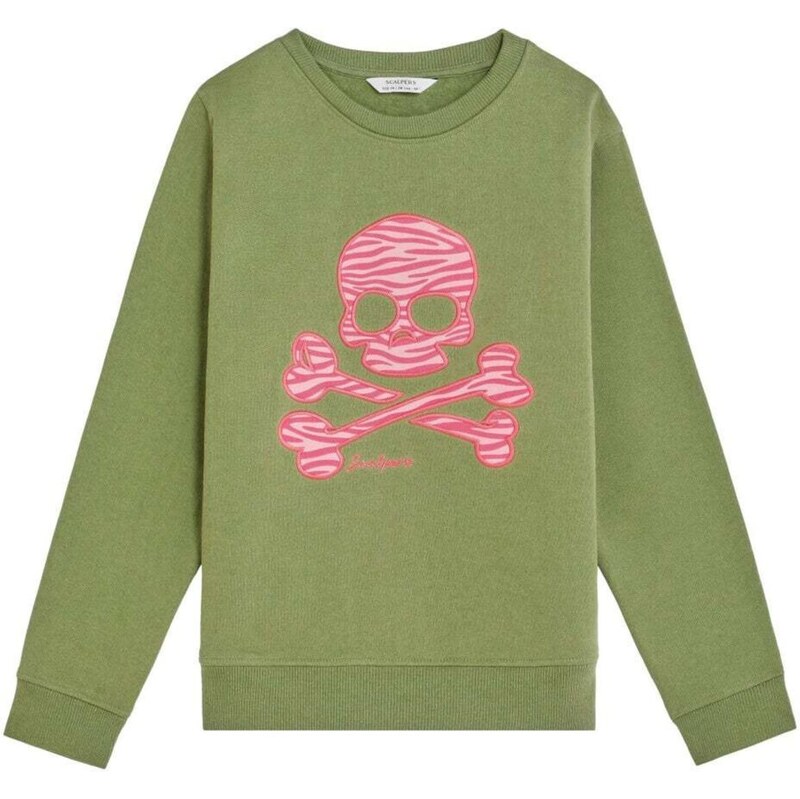 Scalpers Mikina Zebraskullsw olivová / svetloružová / biela 67105749