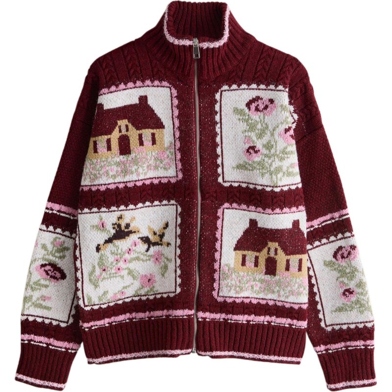 Next Kardigán zmiešané farby / tmavočervená 67106097