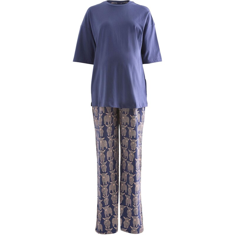 Next Pyžamo béžová / zafírová 67106212