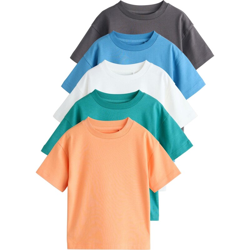 Next Tričko azúrová / tmavosivá / petrolejová / marhuľová / biela 67107074