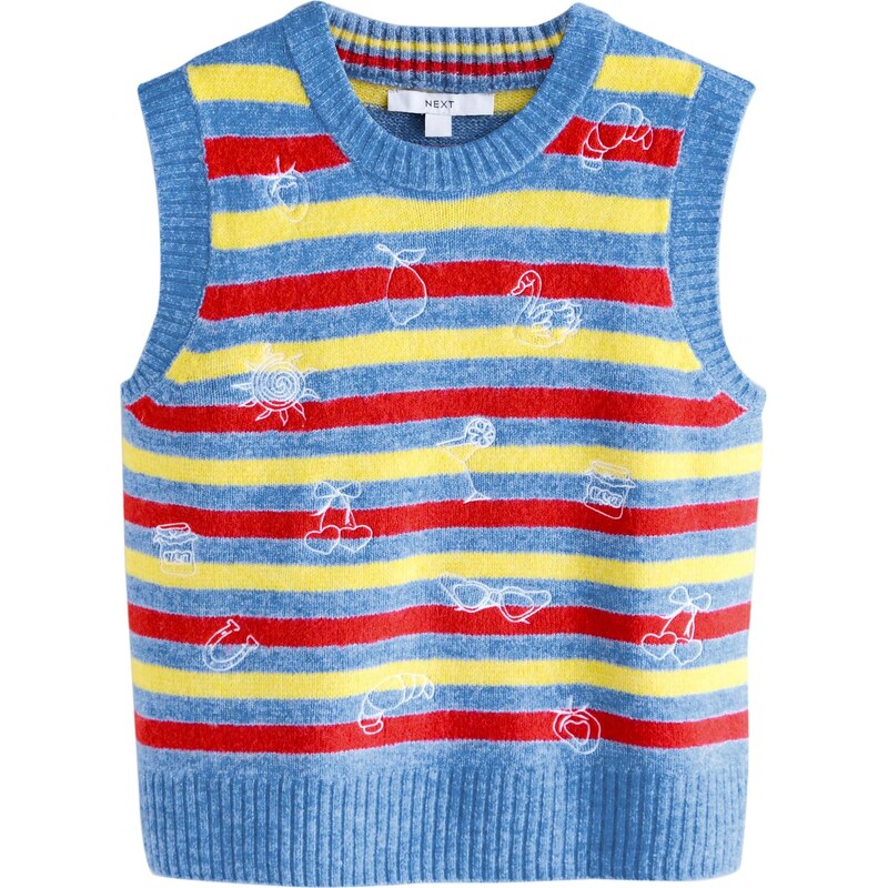 Next Sveter modrá / žltá / červená / biela 67107145