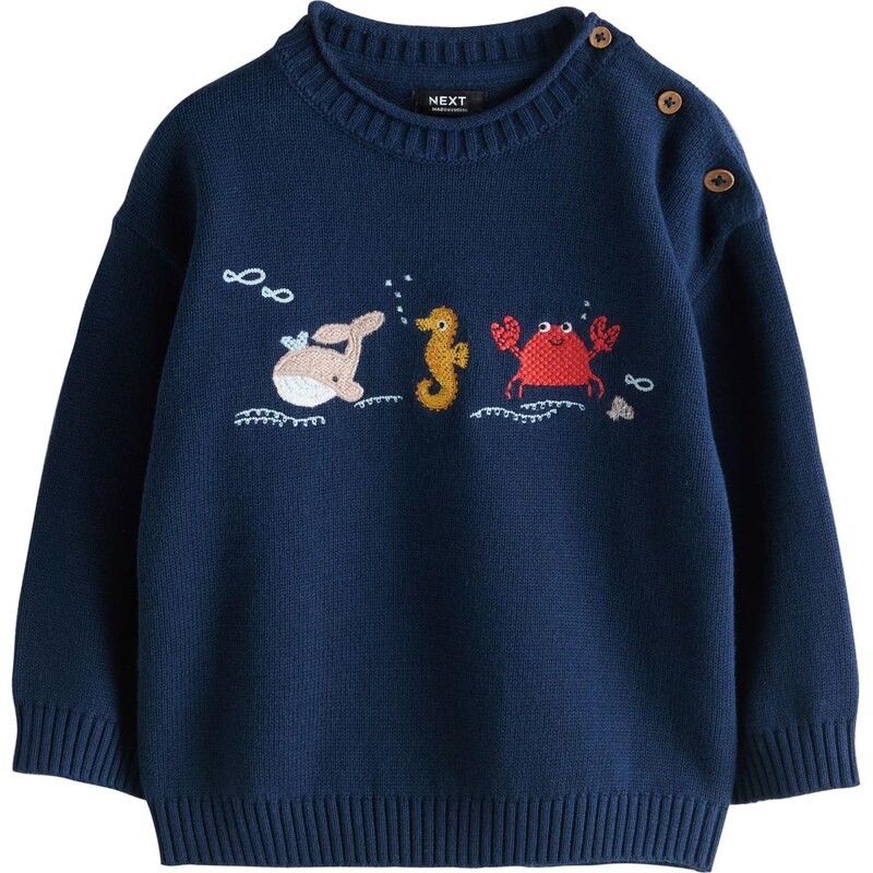 Next Sveter Character námornícka modrá / šafránová / červená / biela 67107143