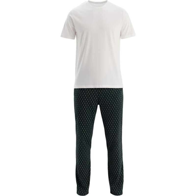 Dagi Dlhé pyžamo svetlosivá / jedľová / biela 67106533