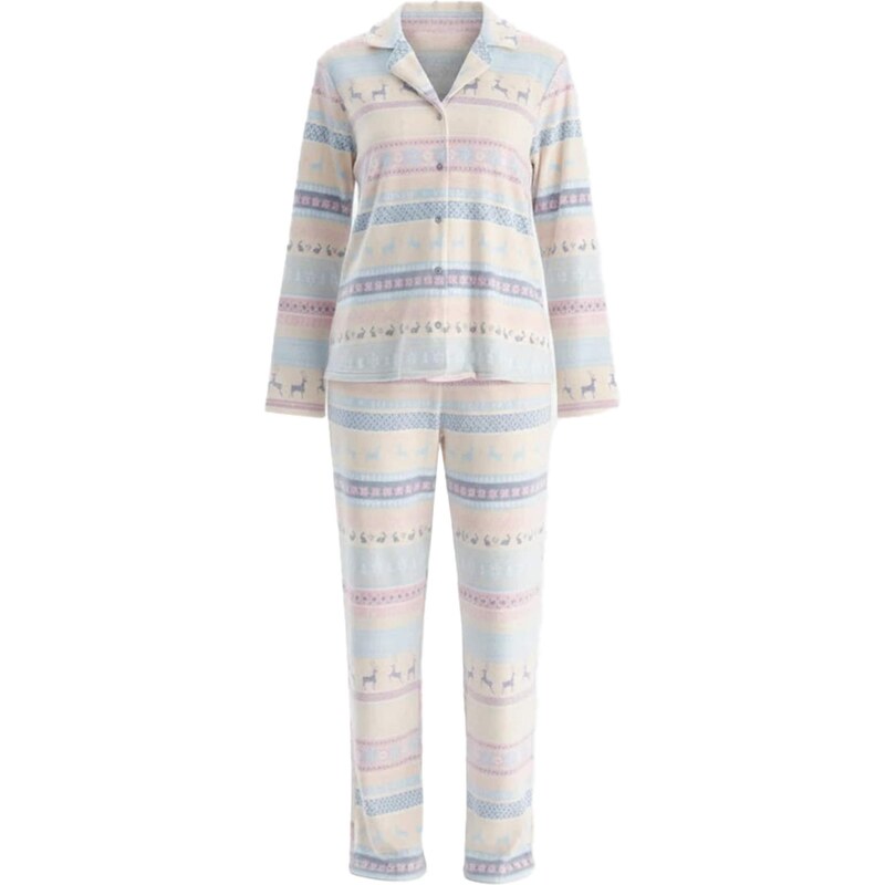 Dagi Pyžamo krémová / enciánová / pastelovo modrá / ružová 67106888