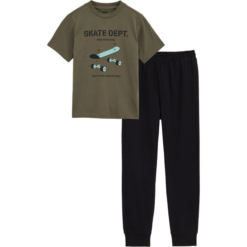 WE Fashion Pyžamo vodová / tmavozelená / čierna 67106952