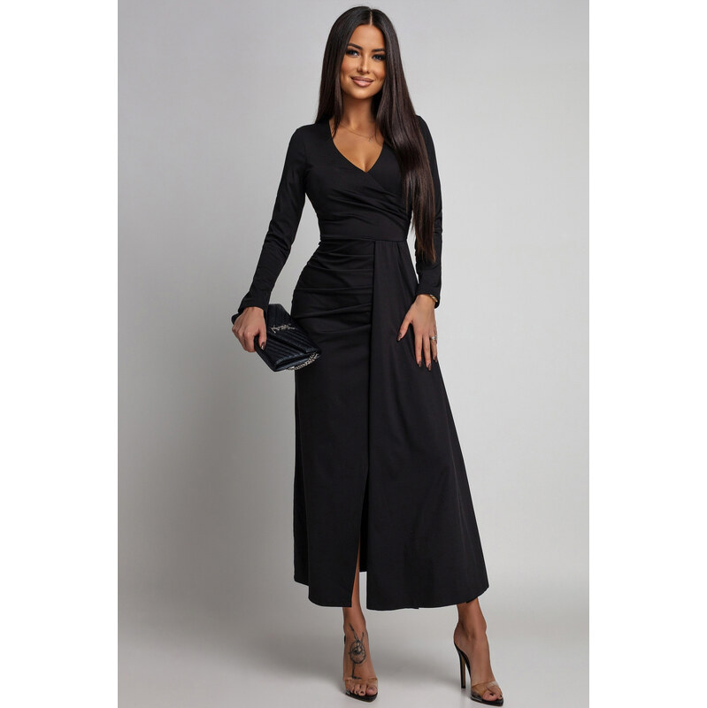 miadresses.sk Čierne priliehavé šaty s rozparkom 67109916