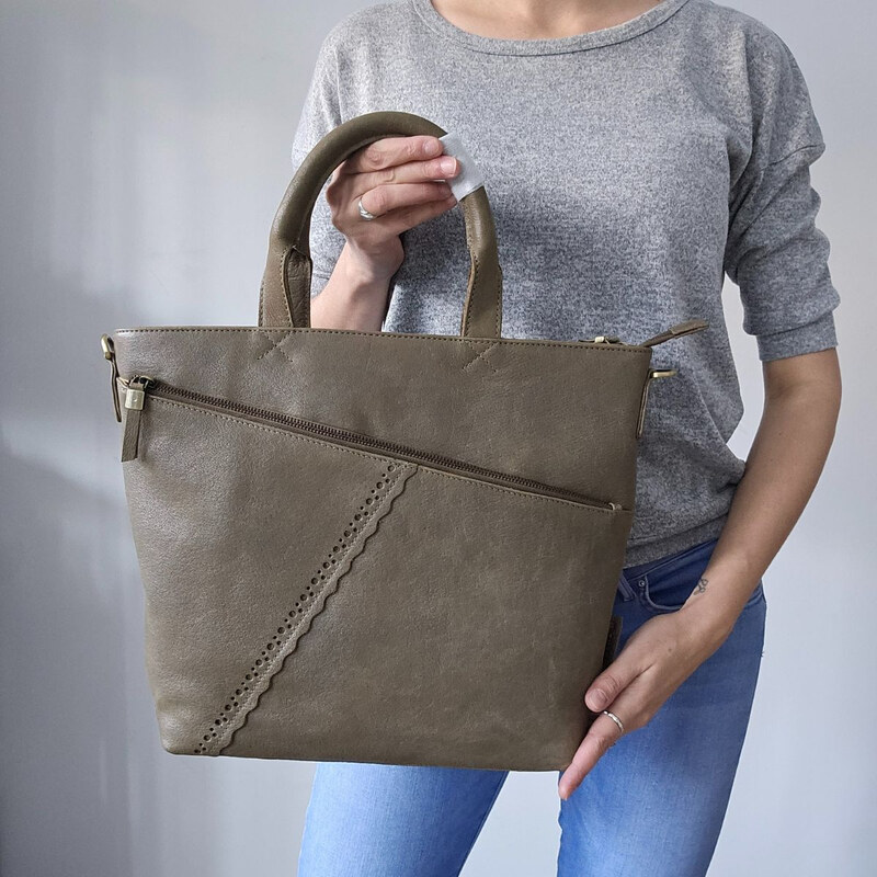 Micmacbags Dámska kožená kabelka olivová Diona 66531753