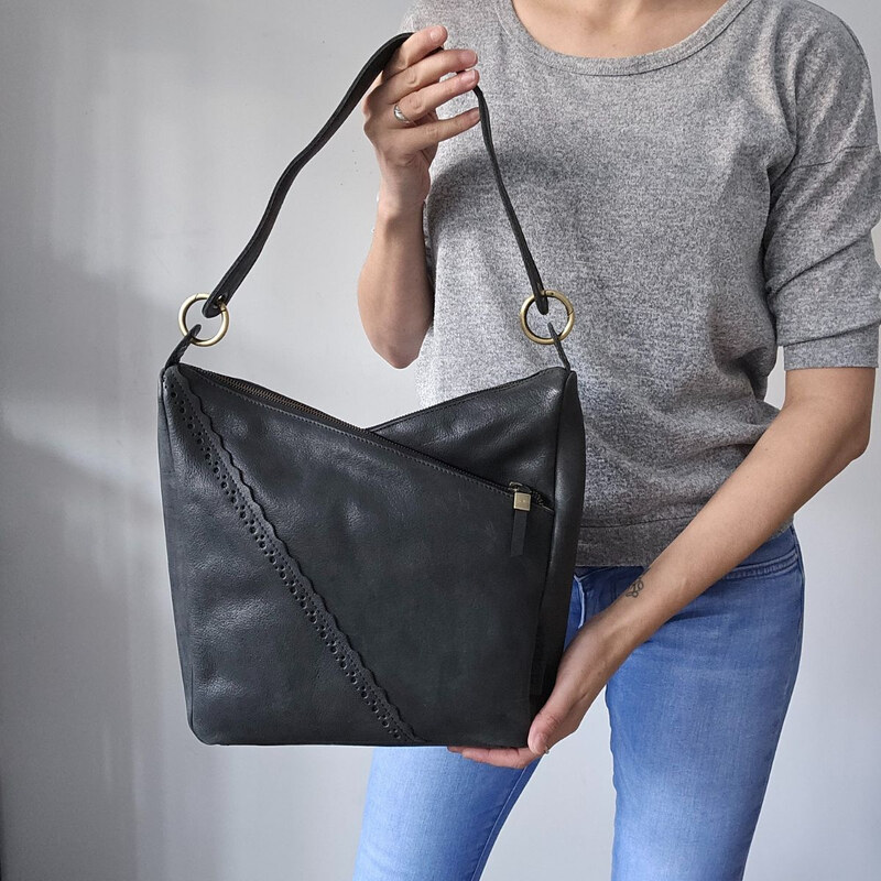 Micmacbags Dámska kožená kabelka čierna Arista 66531743