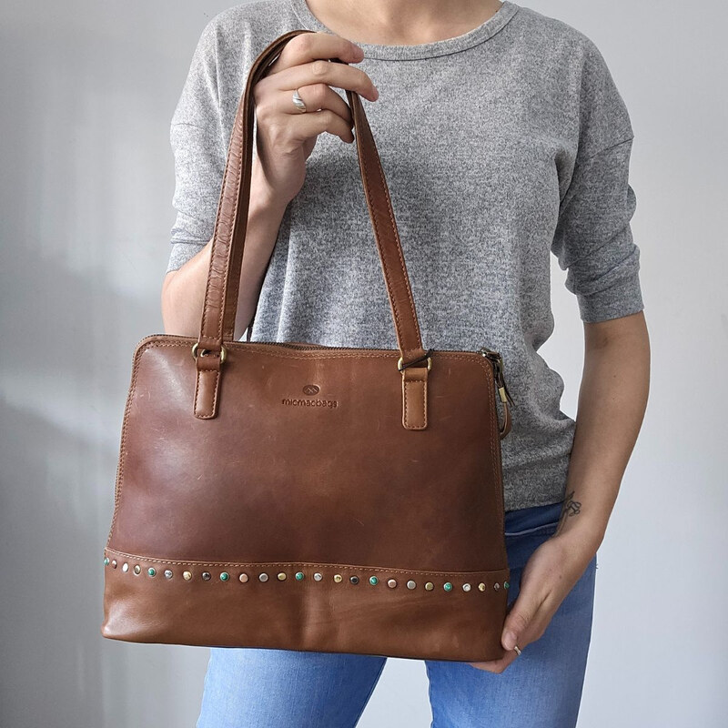 Micmacbags Dámska kožená kabelka piesková Edena 66531755