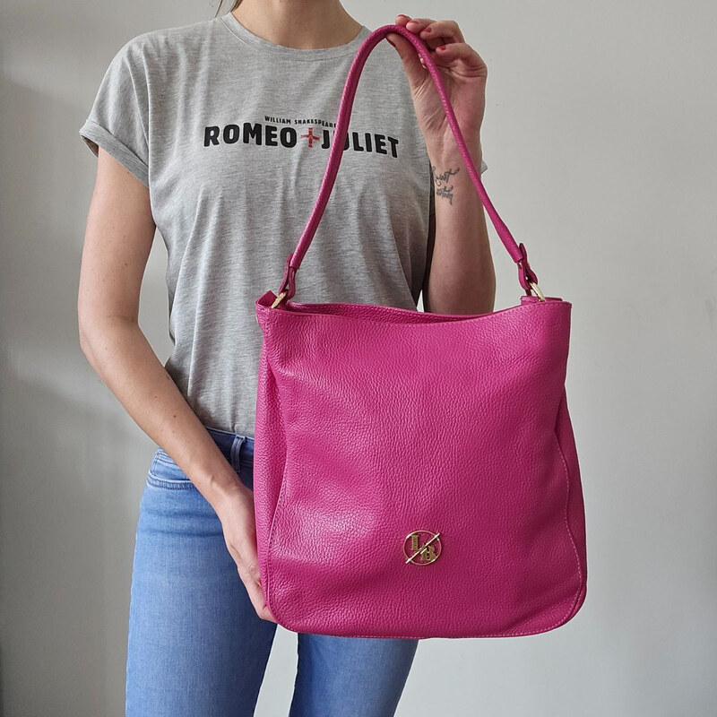 Laura Biaggi Dámska kožená kabelka fuksia ZELDA 67113539