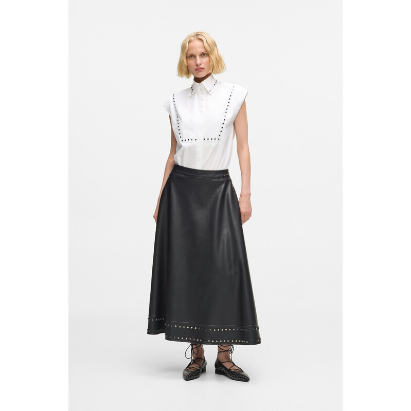 SUKŇA KARL LAGERFELD STUD DETAIL FAUX LEATHER SKIRT 67120024
