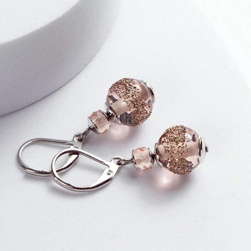 Lampglas Krásne náušnice Misty Earth s perlami Lampglas Timeless 67122697