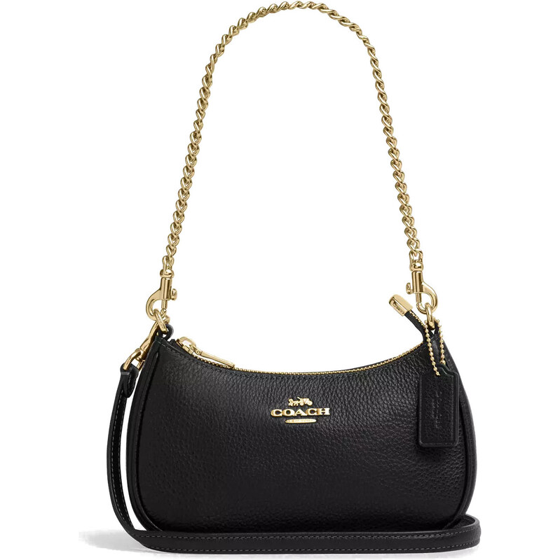 COACH Kabelka Teri Mini Crossbody Bag Pebbled Leather Gold Black 67125921