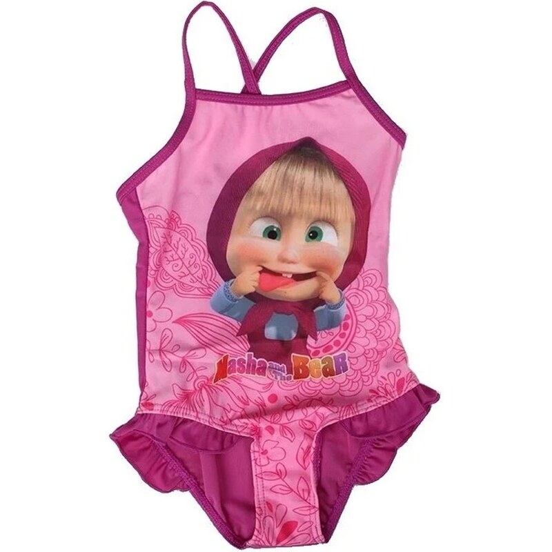 Setino Dievčenské jednodielne plavky Máša a medveď - fialové 12914961