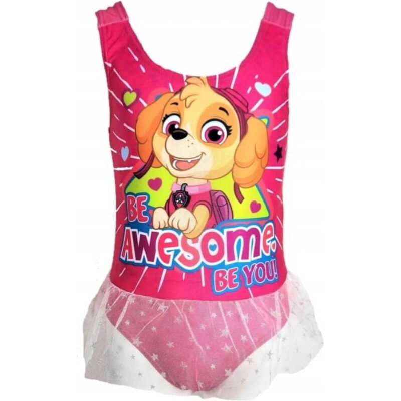 Setino Dievčenské jednodielne plavky Paw Patrol - tm. ružové 16506042