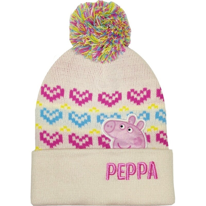E plus M Dievčenská zimná čiapka s brmbolcom Prasiatko Peppa 28698554