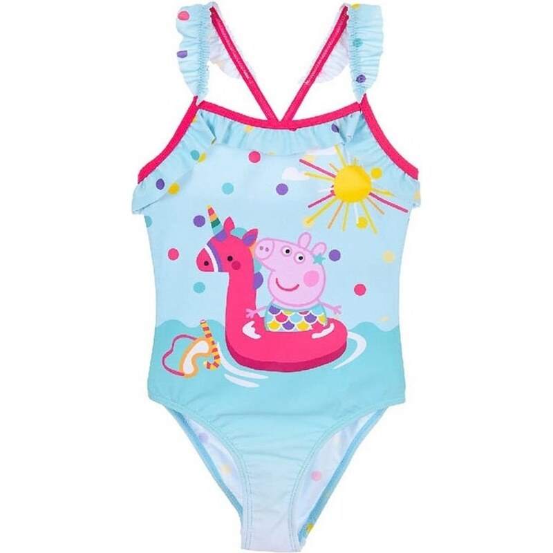 SunCity Dievčenské jednodielne bodkované plavky Prasiatko Peppa 39265850
