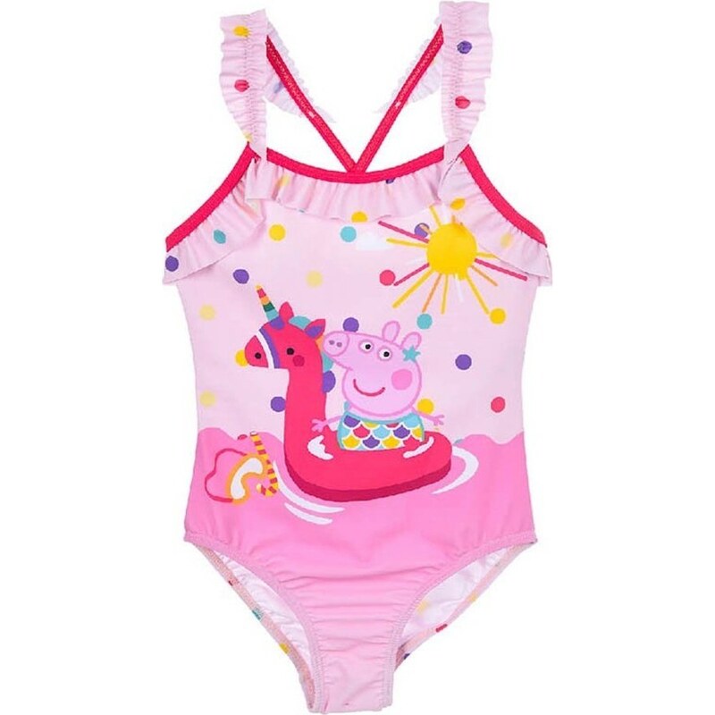 SunCity Dievčenské jednodielne bodkované plavky Prasiatko Peppa 39265849