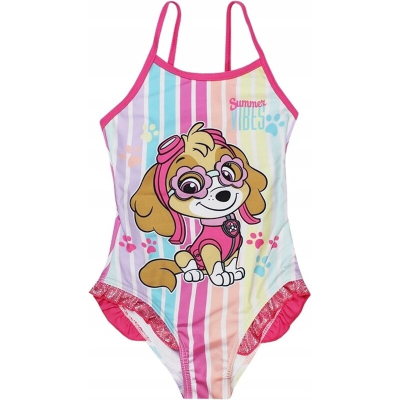 SunCity Dievčenské jednodielne pruhované plavky Paw Patrol 45138384