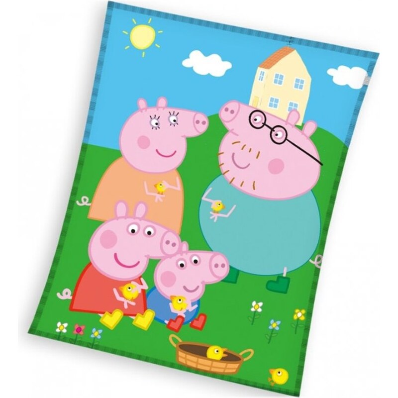 Carbotex Veľká coral fleece deka Prasiatko Peppa a kuriatka 46405389