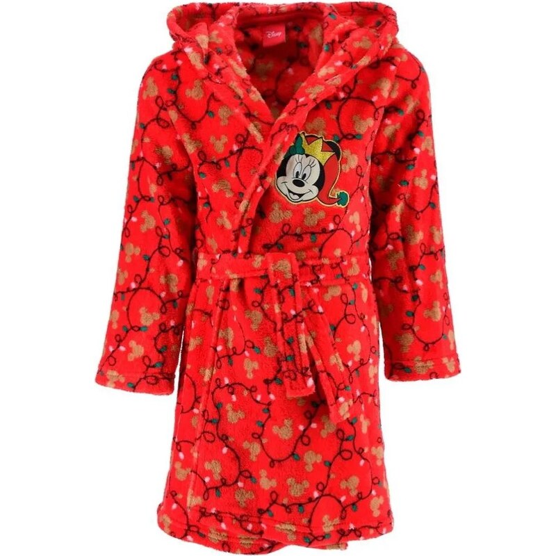 SunCity Dievčenský vianočný coral fleece župan s kapucňou Minnie Mouse 47951963