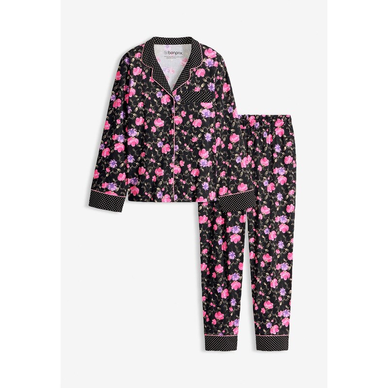 bonprix Pyžamo z čistej bavlny, farba čierna 67118480
