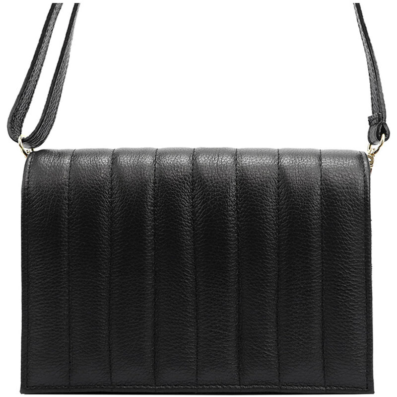 Gregorio Čierna prešívaná kožená crossbody kabelka L31179 67128967