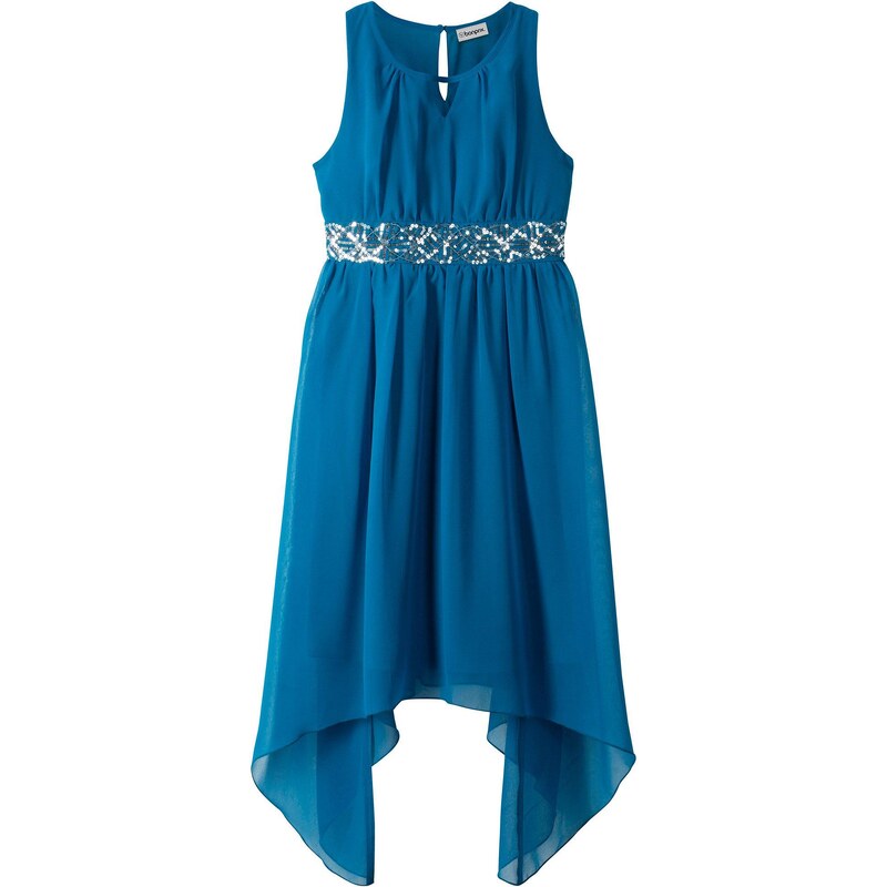 bonprix Šifónové šaty s flitrami, farba modrá 45191896
