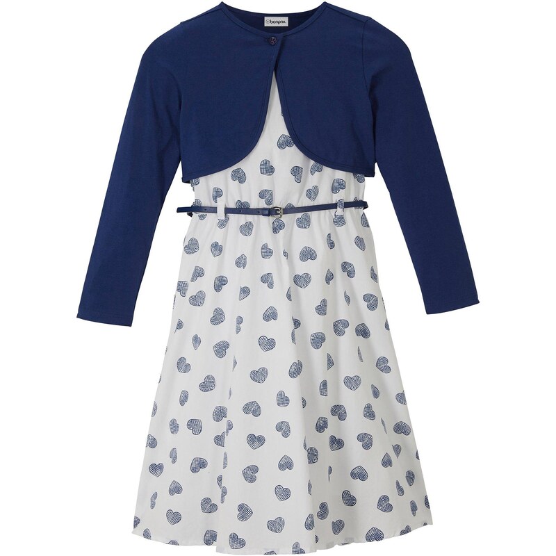 bonprix Šaty + bolero + opasok (3-dielna sada), farba modrá 44790598