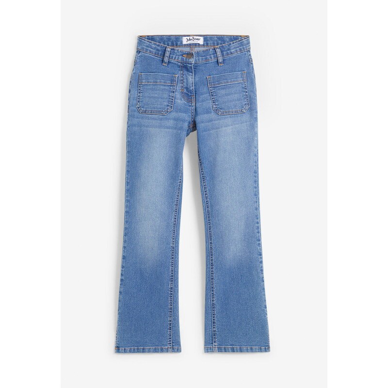 bonprix Komfortné džínsy, flared, Mid Waist, farba modrá 48958871