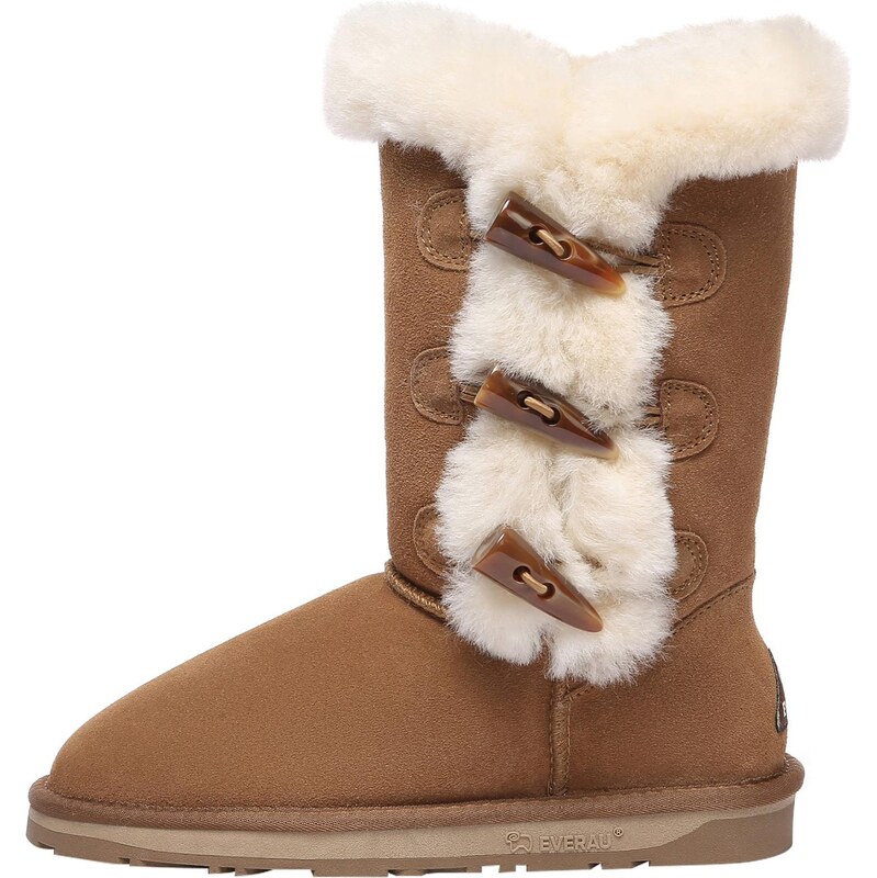 Everau Nízke čižmy Ashy gaštanová / biela ako vlna 67152090