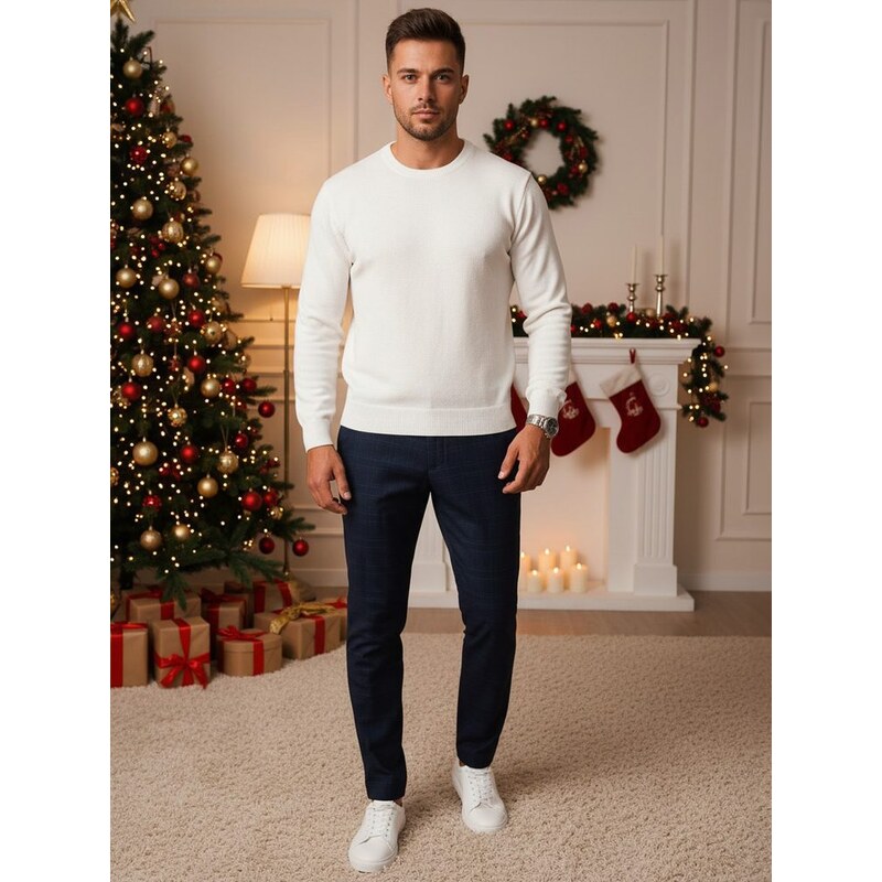 Dstreet Módne granátové nohavice s károvaným vzorom 61302689