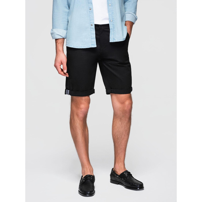 Ombre Classic mens chino shorts with rolled up leg - black 64793411