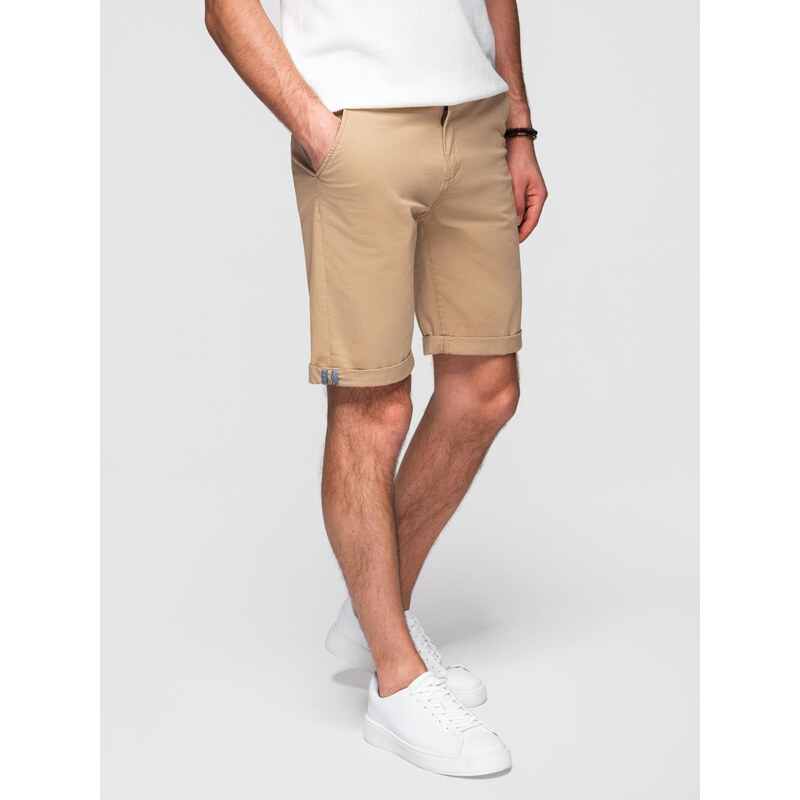 Ombre Classic mens chino shorts with rolled up leg - beige 64793412