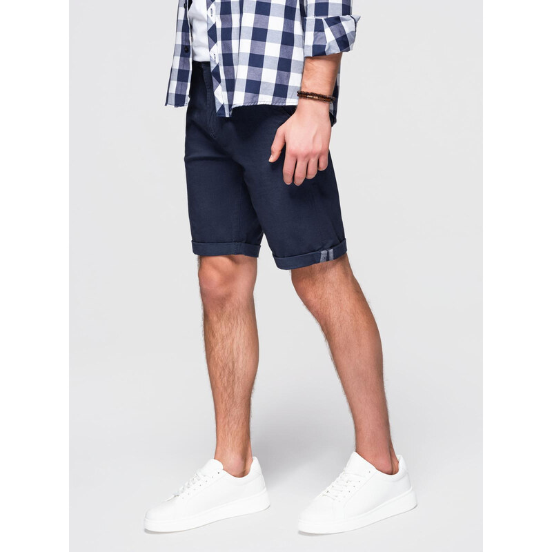 Ombre Mens classic chino shorts with rolled up leg - navy blue 64793405
